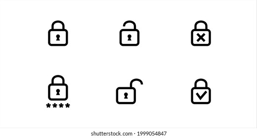 Lock icons set vector graphic illustration