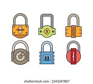 icono de bloqueo conjunto ilustración vectorial