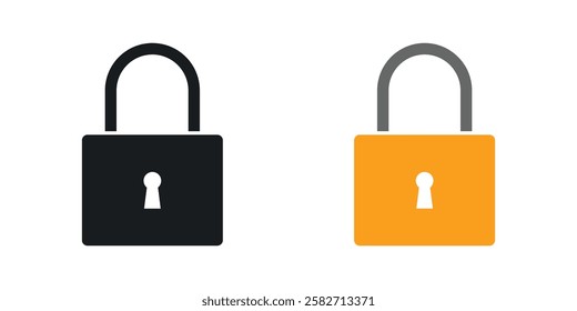Lock icons set vectors black and colored style