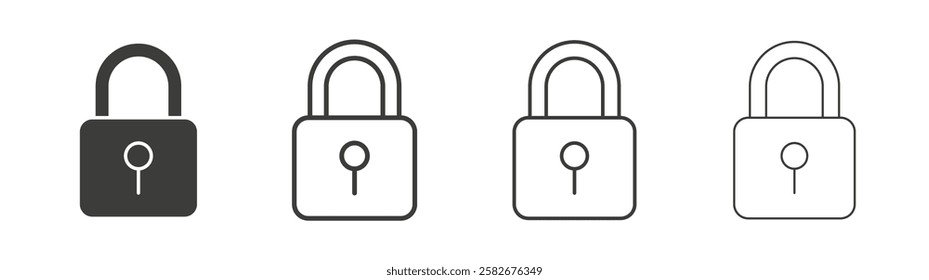 Lock icons set vectors graphic designs