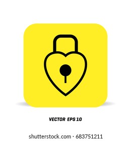 lock icons. A simple silhouette of the lock for the door. Shape of a heart