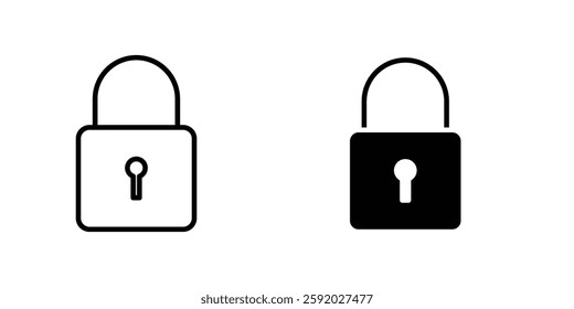 Lock icons. stroke line and black solid icons