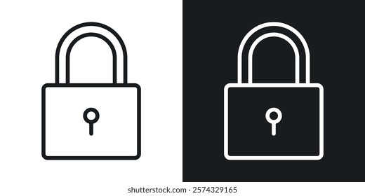 Lock icons in thin black and white stroke liner style
