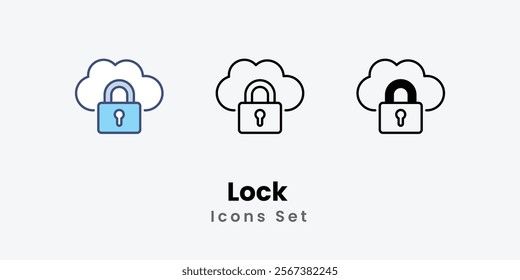 Lock Icons thin line and glyph vector icon stock illustration