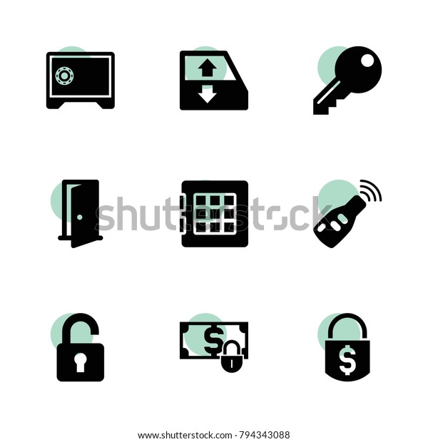 Lock icons. vector collection\
filled lock icons set.. includes symbols such as safe, car window\
lift, car key, money lock, door. use for web, mobile and ui\
design.