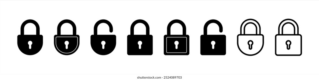 Lock Icons. Vector lock icons on transparent background. Lock Unlock. Vector illustration 10 eps.