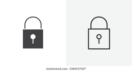 Lock icons vectors illustrations in black fill and liner versions