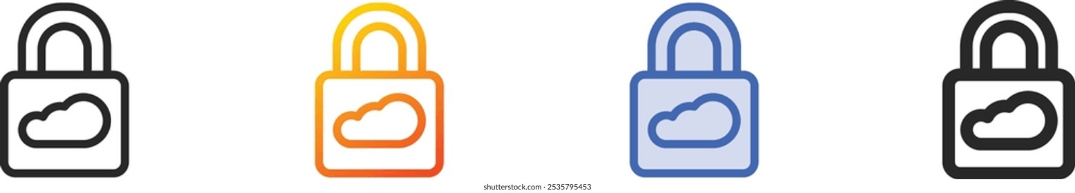 lock icon.Thin Linear, Gradient, Blue Stroke und bold Style Design einzeln auf weißem Hintergrund