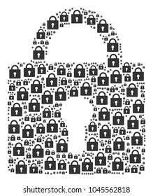 Lock illustration done in the combination of lock elements. Vector iconized composition constructed with simple items.