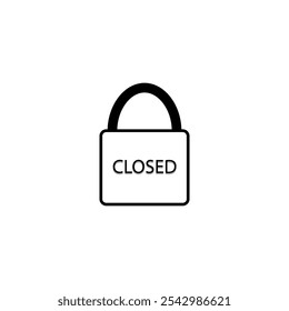 Lock, with the inscription CLOSED, vector icon.
Closed.