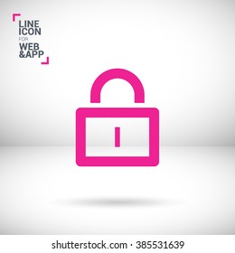 Lock isolated minimal single flat icon. Protect line vector icon for websites and mobile minimalist flat design.