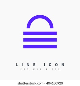 Lock isolated minimal single flat icon. Protect line vector icon for websites and mobile minimalist flat design.