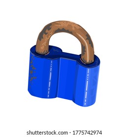 Lock isolated on white background. Old closed metal padlock. Vintage rusty padlock. Steel lock for protection privacy. Safety and security protection concept. Love forever concept. Stock vector