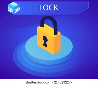 Lock isometric design icon. Vector web illustration. 3d colorful concept