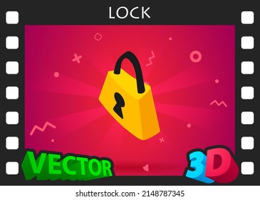 Lock isometric design icon. Vector web illustration. 3d colorful concept