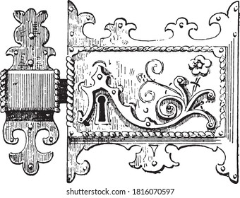 Lock keeper from XII century, From the Dictionary of Word and Things, 1888.