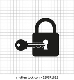 lock with key  - black vector icon