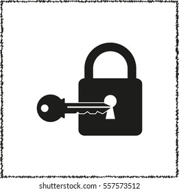 lock with key  - black vector icon