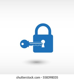 lock with key -  blue vector icon