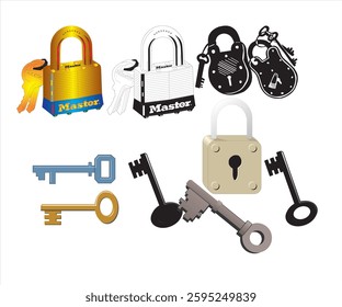 Lock And Key Design Graphic Elements