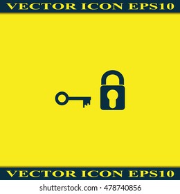 Lock and key flat icon.