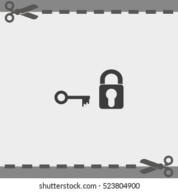 Lock and key flat icon.