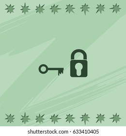 Lock and key flat icon.