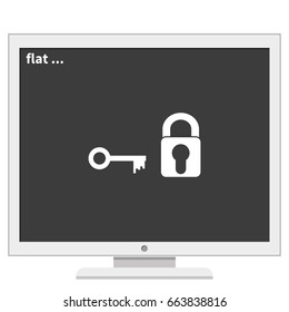 Lock and key flat icon.