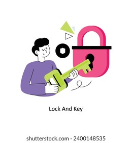 Lock and Key Flat Style Design Vector illustration. Stock illustration