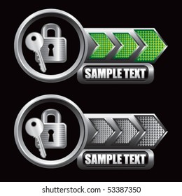 lock and key green and gray arrow nameplates