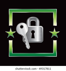 lock and key green star frame