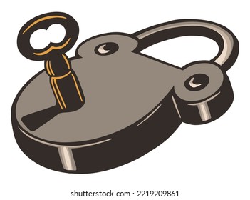 Lock and key - hand drawn illustration 