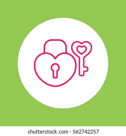 lock and key heart line icon