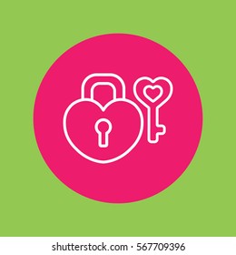lock and key heart line icon