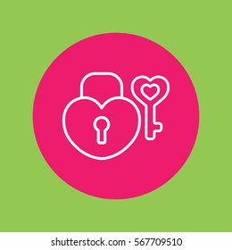 lock and key heart line icon