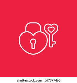 lock and key heart line icon