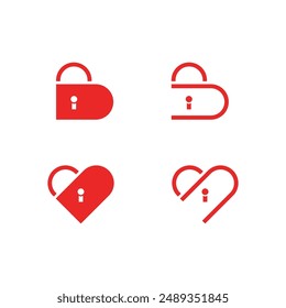 concepto de diseño de logotipo de llave y corazón