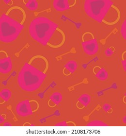 A lock and key heart shape concept seamless pattern vector illustration design