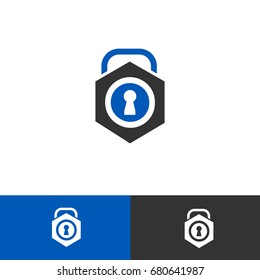 lock key hole vector. polygon circle security logo design in editable vector format.