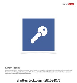 Lock Key Icon - abstract logo type icon - blue sticker background. Vector illustration