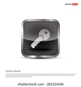 Lock Key Icon - abstract logo type icon - abstract steel metal button background. Vector illustration