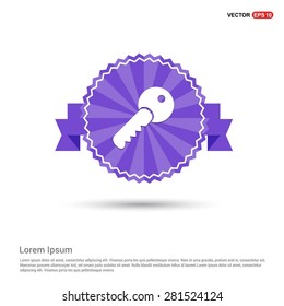 Lock Key Icon - abstract logo type icon - Retro vintage badge and label Purple background. Vector illustration