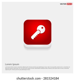 Lock Key Icon - abstract logo type icon - Red abstract 3d button with light board and shadow on gray background. Vector illustration