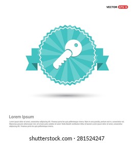 Lock Key Icon - abstract logo type icon - Retro vintage badge and label turquoise background. Vector illustration