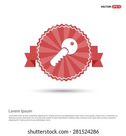 Lock Key Icon - abstract logo type icon - Retro vintage badge and label red background. Vector illustration