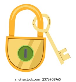 Lock and key or lock with key icon in flat style icon.
Sign unlocking, access, password. Game icons. Vector illustration.