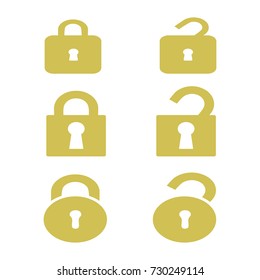 Lock and key or lock with key icon in flat style. Padlock with key. Sign unlocking, access, password.