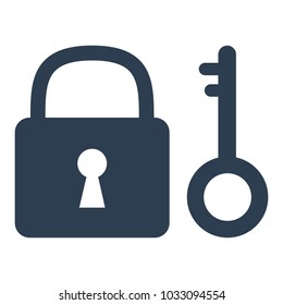 Lock and key icon on white background. Vector illustration