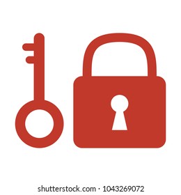 Lock and key icon on white background. Vector illustration