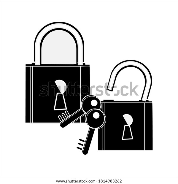 \
lock and key icon on a white background.\
vector illustration